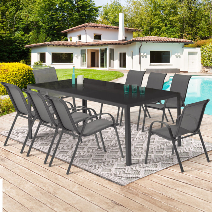 Ensemble repas Formentera 8 places gris