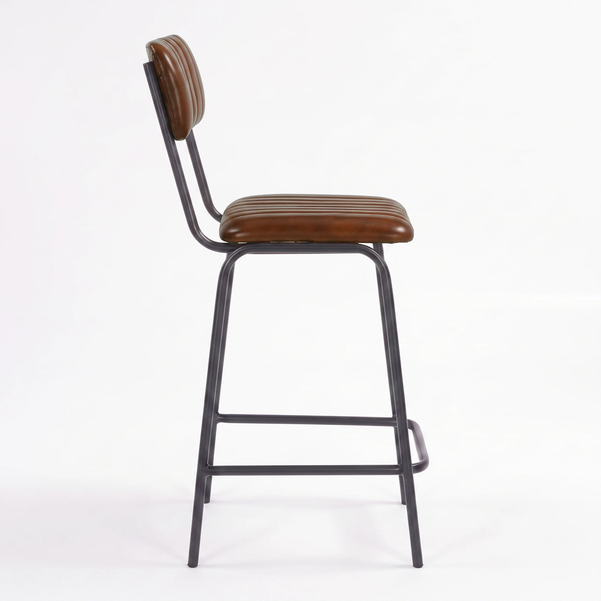 Lot de 2 chaises pour îlot central 65 cm en cuir de buffle marron - Arsène