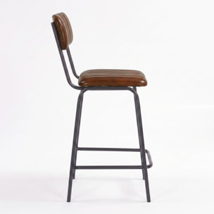 Lot de 2 chaises pour îlot central 65 cm en cuir de buffle marron - Arsène