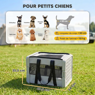 Sac de transport chien chat pliable verrouillable semi-rigide 2 portes