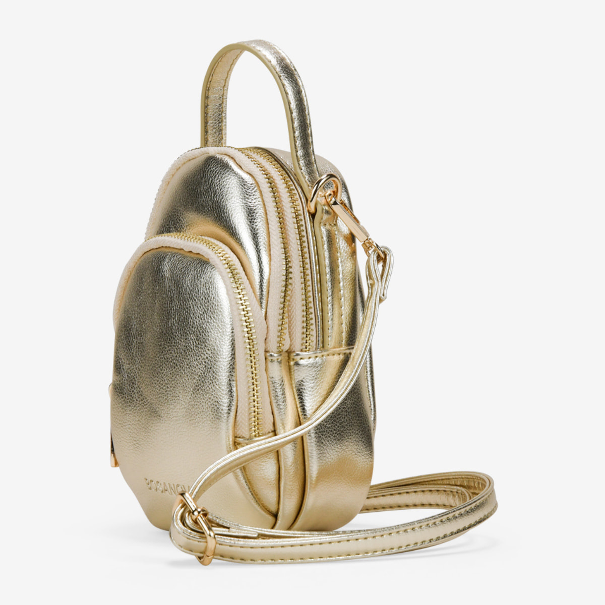 Bolso para móvil dorado con cremallera