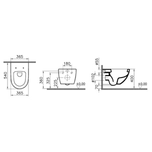 SENTO Cuvette RIM-EX (sans bride) et abattant ultra-fin avec frein de chute (7748B003-0075 + 120-003R009-lm)