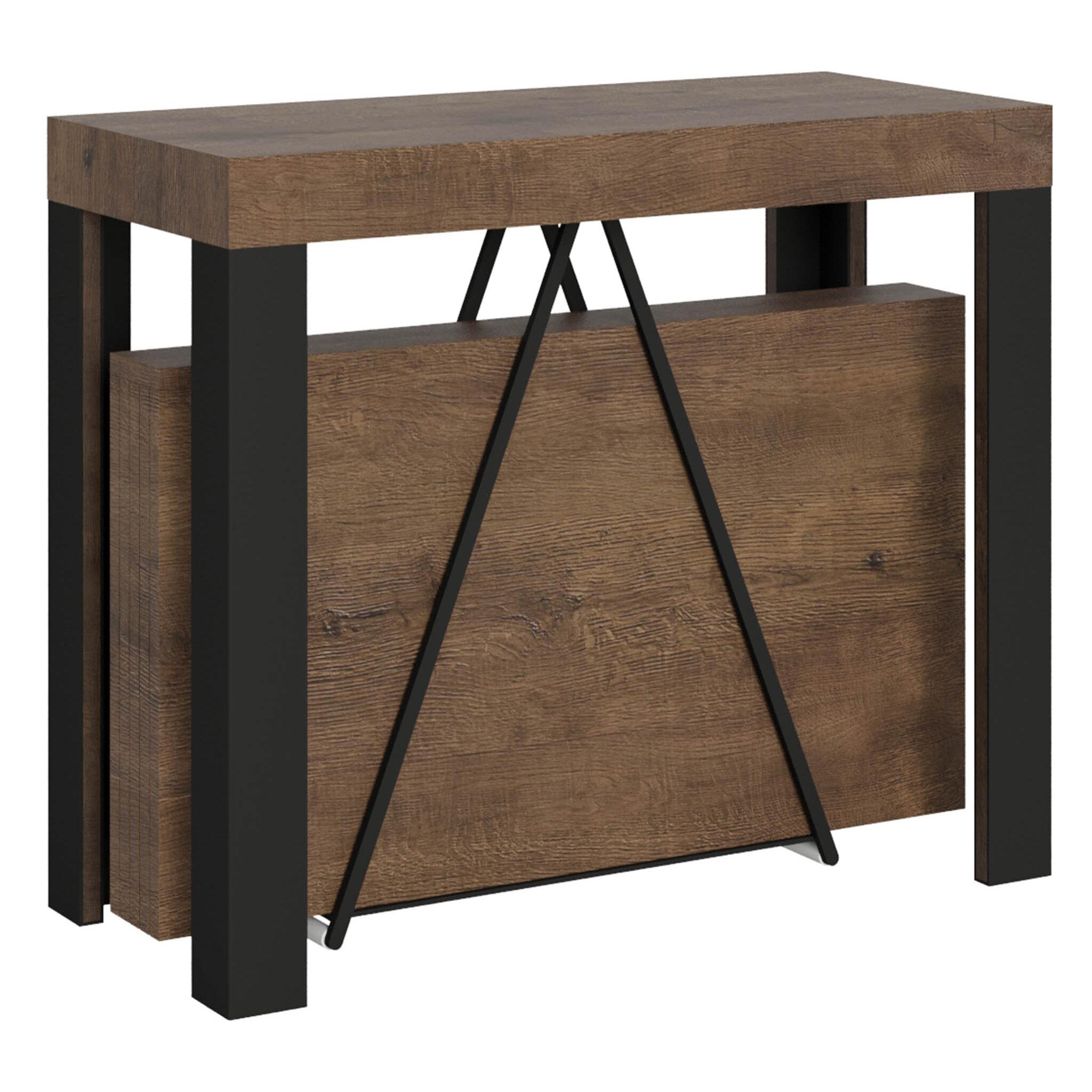 Console extensible 90x40/196 cm Tarax Small noyer cadre anthracite