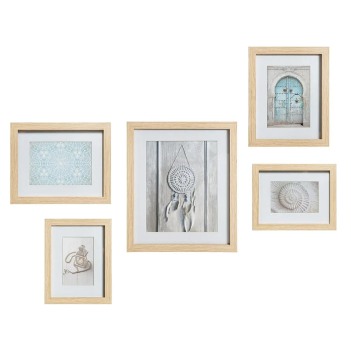 Set de 5 cadres "Ethnique" bois naturel