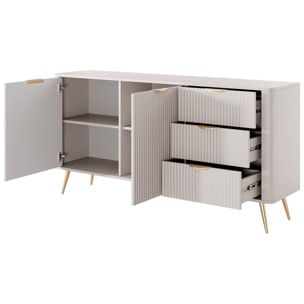 Madia Soggiorno Con 2 Ante e 3 Cassetti Credenza Salvaspazio Design Moderno Elegante Per Soggiorno Camera Con Piedini Slanciati 163 x 81 x 38 Cm Beige