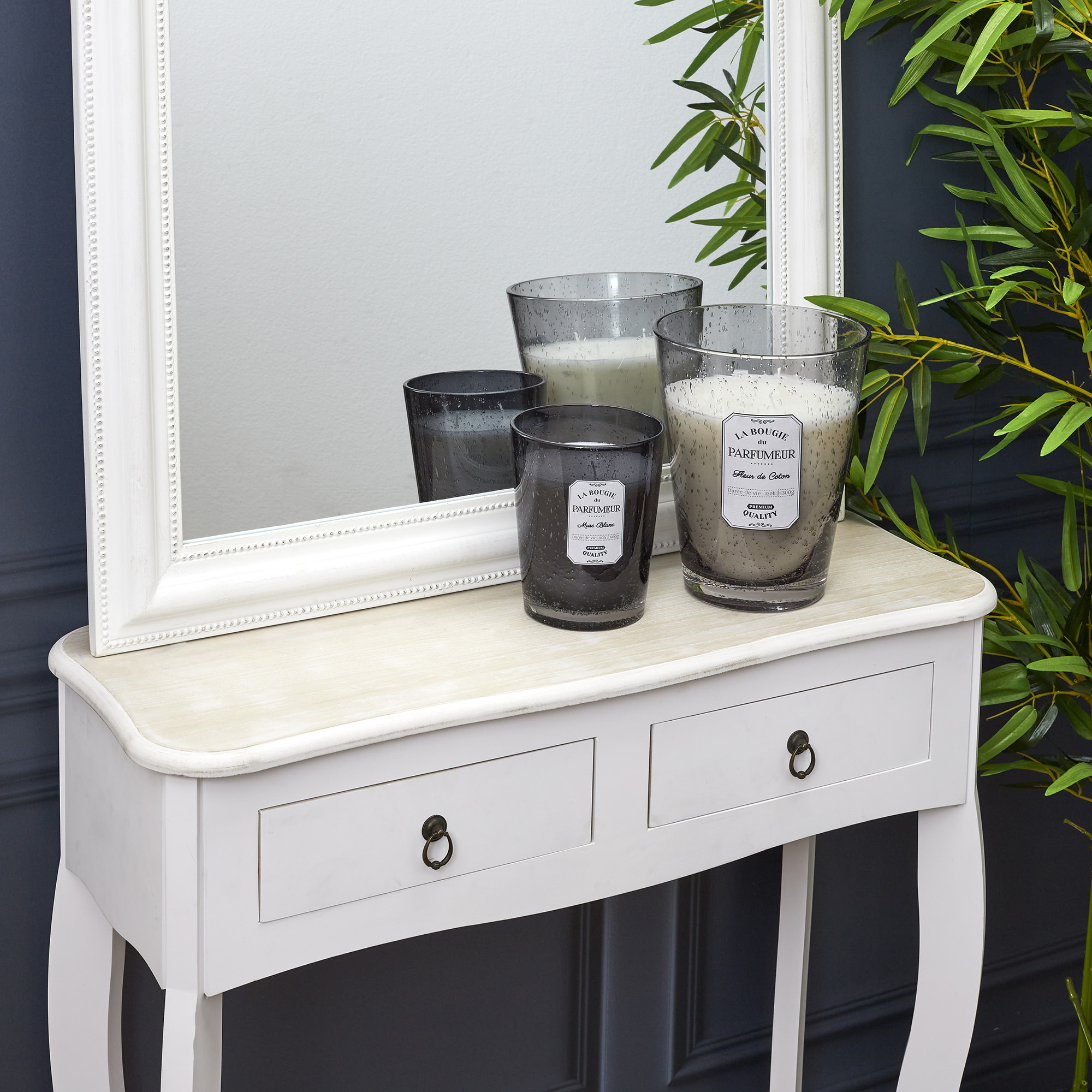 Bougie Parfumee Verre Bulle Gris Fonce