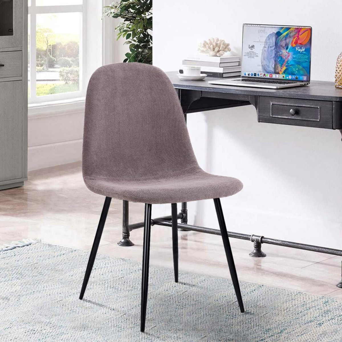 Sedie Bella: set 4 sedie da salotto imbottite in tessuto marrone