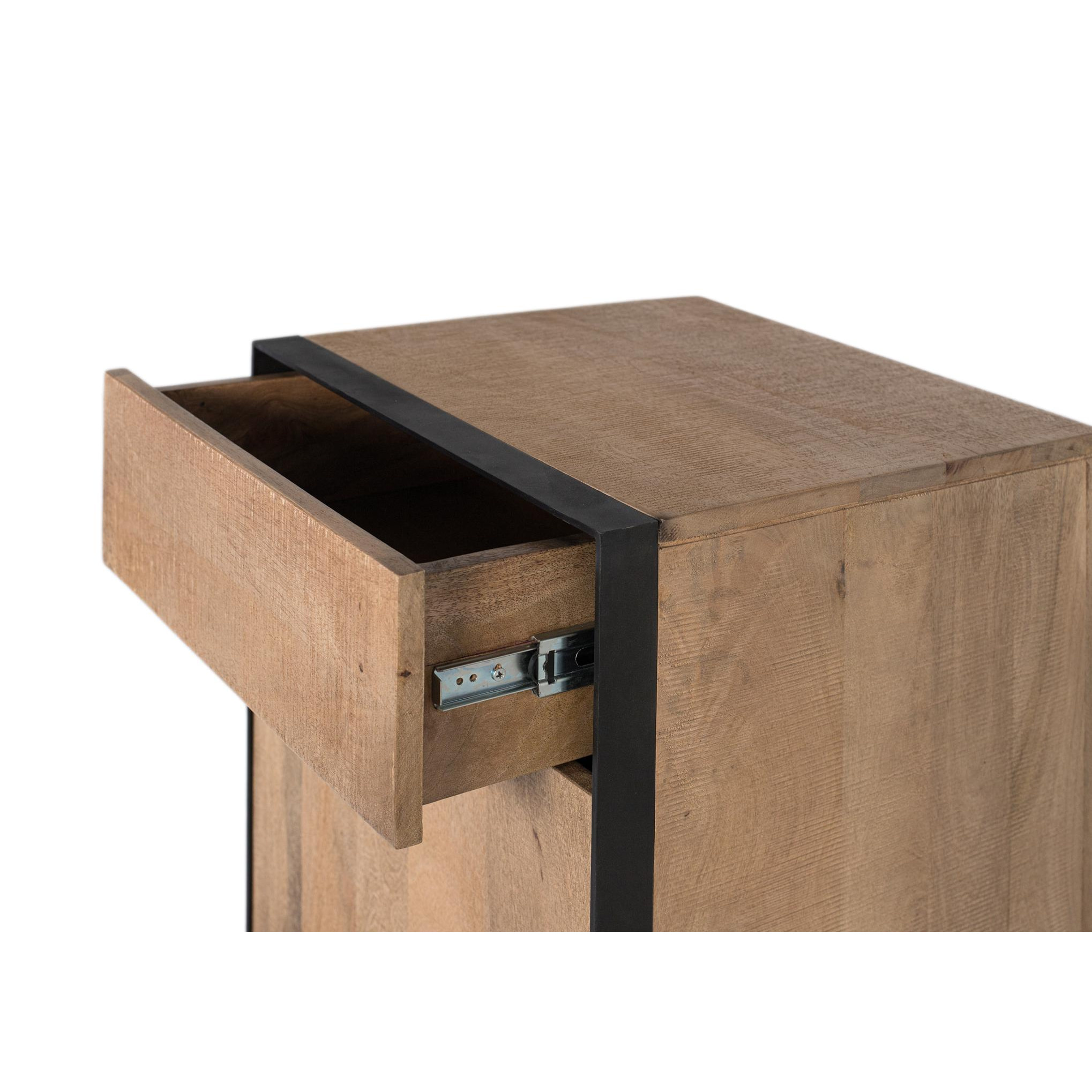 Mesitas de Noche de Madera de Mango 45 Cm Estilo Industrial Moderno