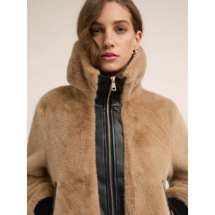 Motivi - Chaqueta de efecto peluche con inserciones - Beige