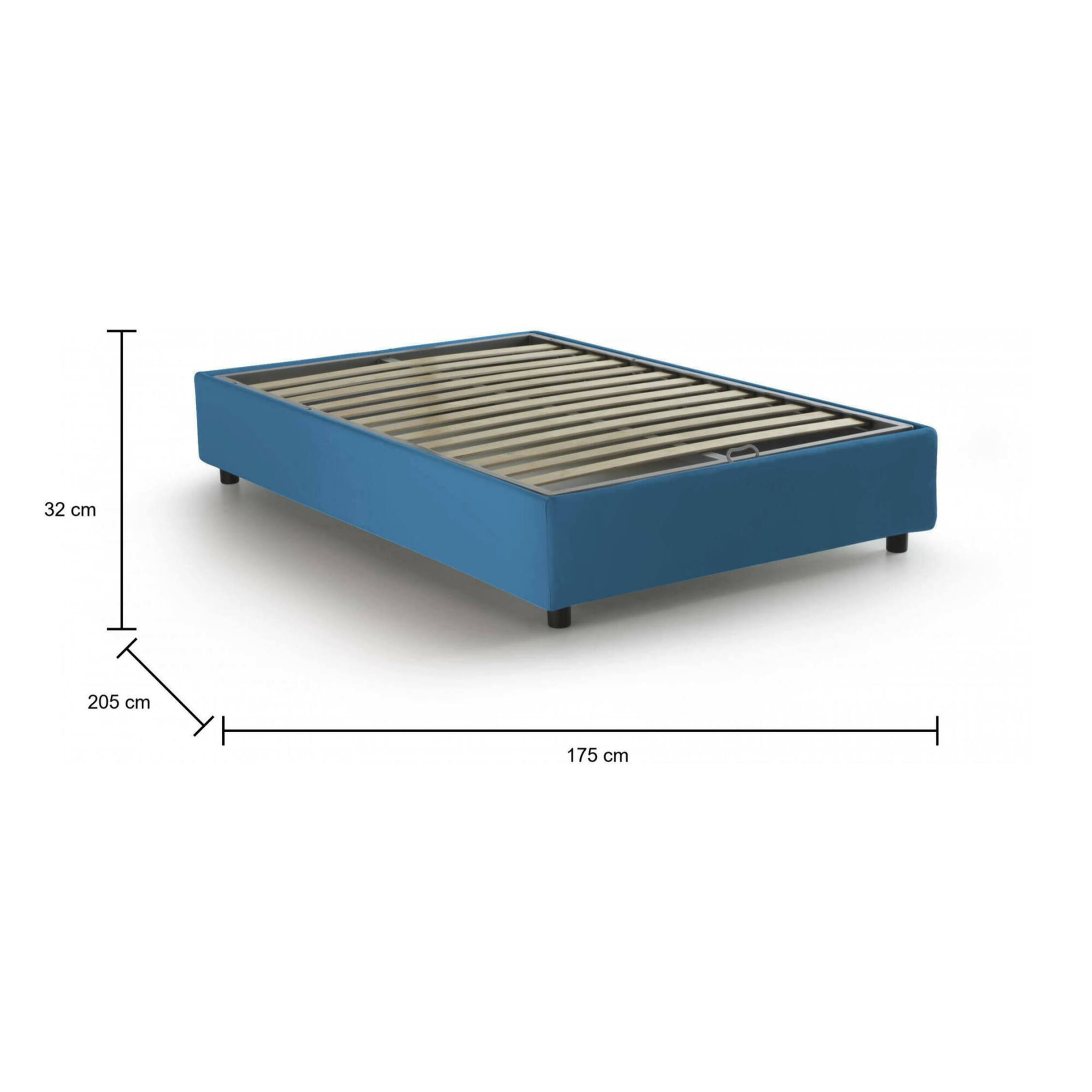 Letto matrimoniale Elisa, Letto contenitore con rivestimento in tessuto, 100% Made in Italy, Apertura frontale, adatto per materasso Cm 160x190, Blu