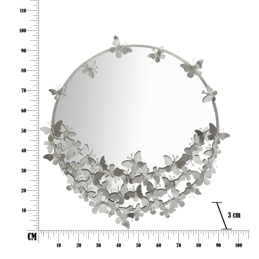 SPECCHIO FARFALLE ROUND SILVER CHARME 1921 ARGENTATO