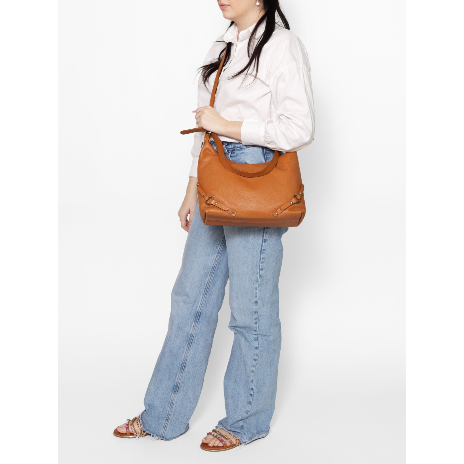 Borsa a spalla da donna - Modello Fiorenza Lux - Vera pelle - 30.0 x 30.0 x 9.0 cm