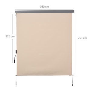 Store extérieur enrouleur vertical 1,6L x 2,5H m - manivelle - alu polyester haute densité 280 g/m² anti-UV50+ beige