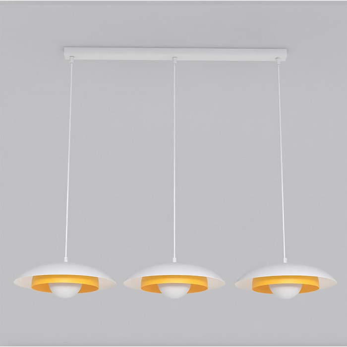Lampada a sospensione Skin in acciaio bianco con dettagli arancioni