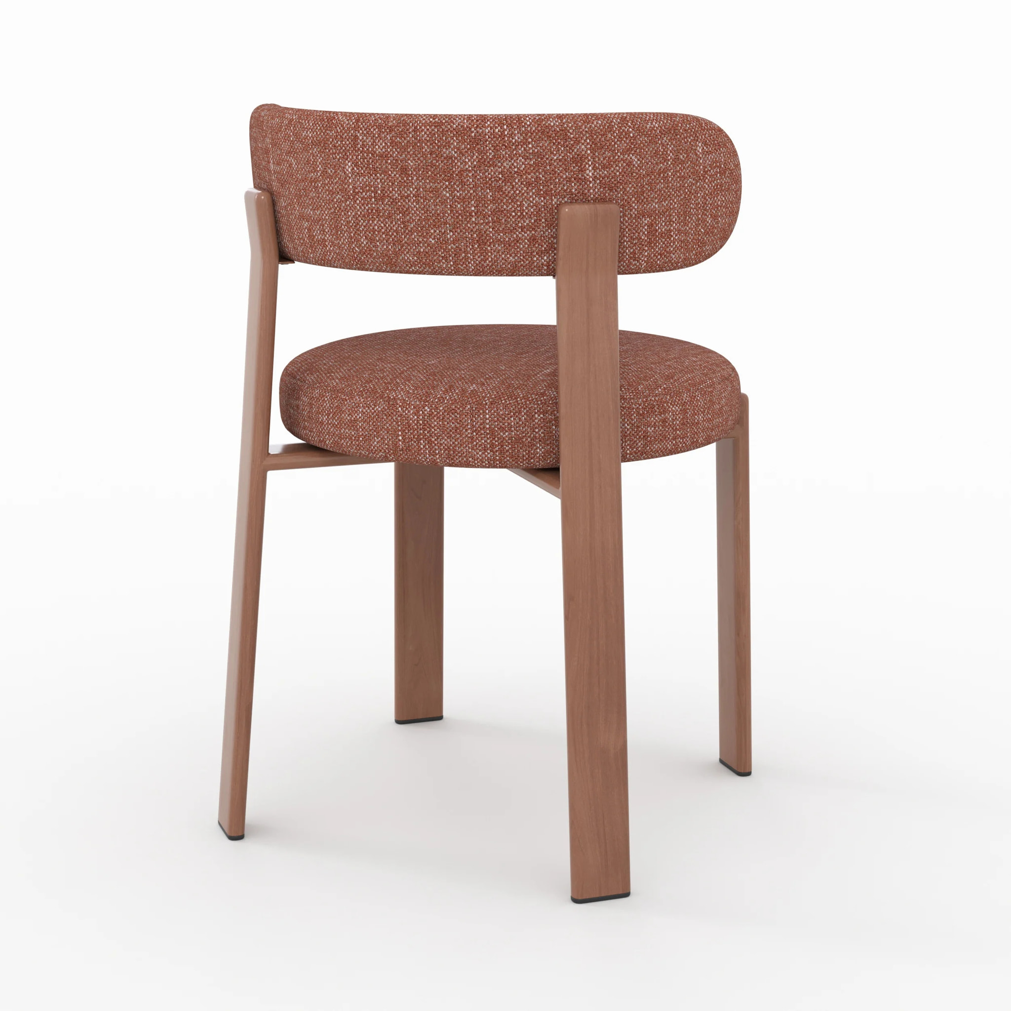 Lot de 2 chaises en tissu texturé brun canelle, pieds en métal - Aura