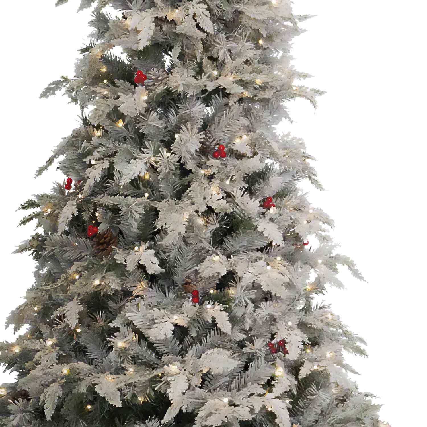 Sole LED - Albero di Natale con neve e decorazioni, luci LED ø127x210H, 916 rami