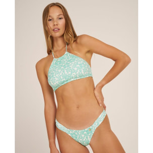 Top de bikini anudado al cuello con estampado floral