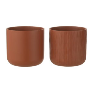 J-Line cache-pot Gen - céramique - brun - large - 2 pièces - Ø 18.5 cm