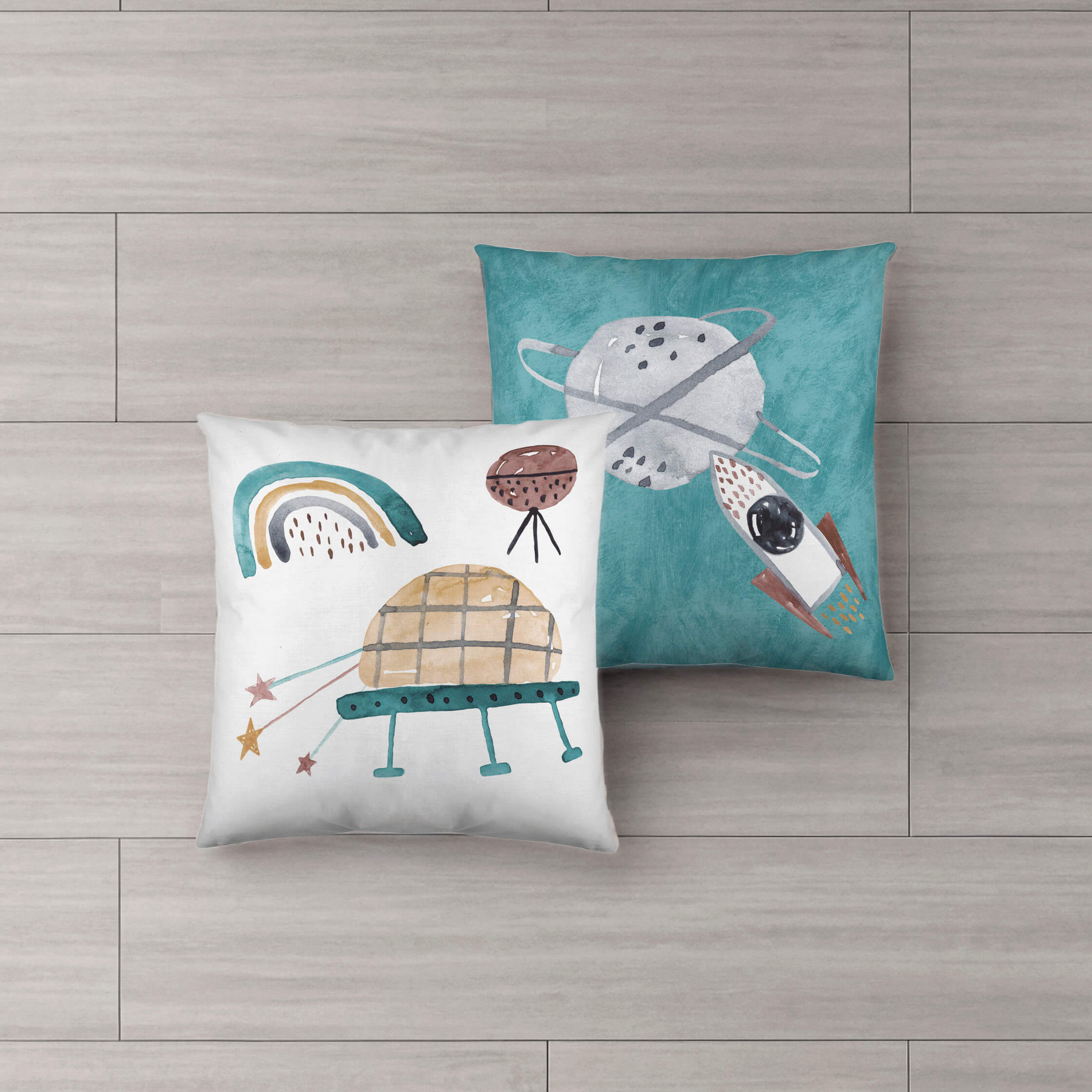 Naturals - Funda de Cojín Estampado - Con Cremallera - Sin relleno - 100% Algodón - Rocket