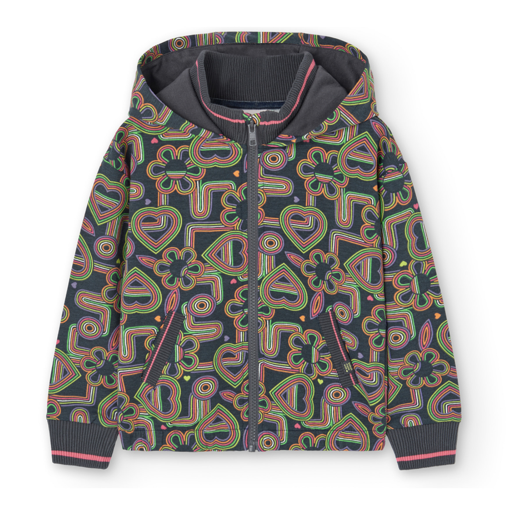 Chaqueta felpa estampada de niña -BCI