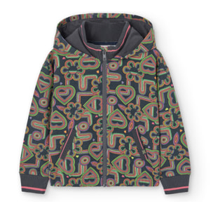 Chaqueta felpa estampada de niña -BCI