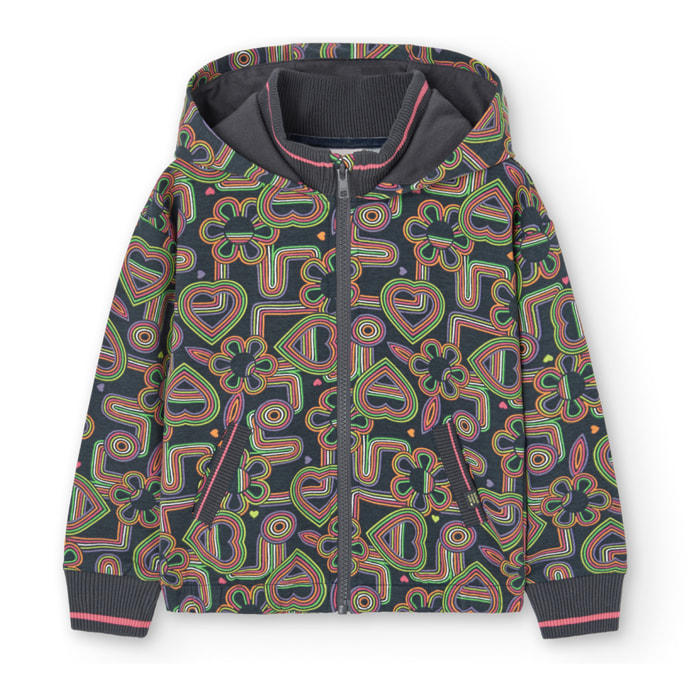 Chaqueta felpa estampada de niña -BCI