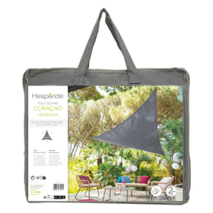 Voile d'ombrage triangulaire "Curacao" gris 4x4x4m en polyester