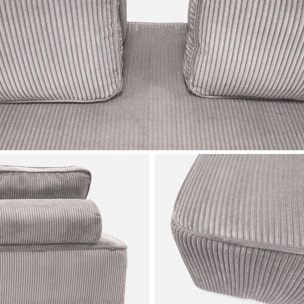 Ensemble chauffeuses LAO pour canapé modulable en velours côtelé 3 places gris clair