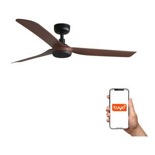 PUNT M Ventilatore a soffitto nero/noce TUYA