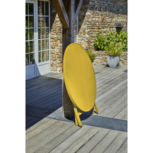 MARIUS - Ensemble repas de jardin 4 places en aluminium jaune moutarde