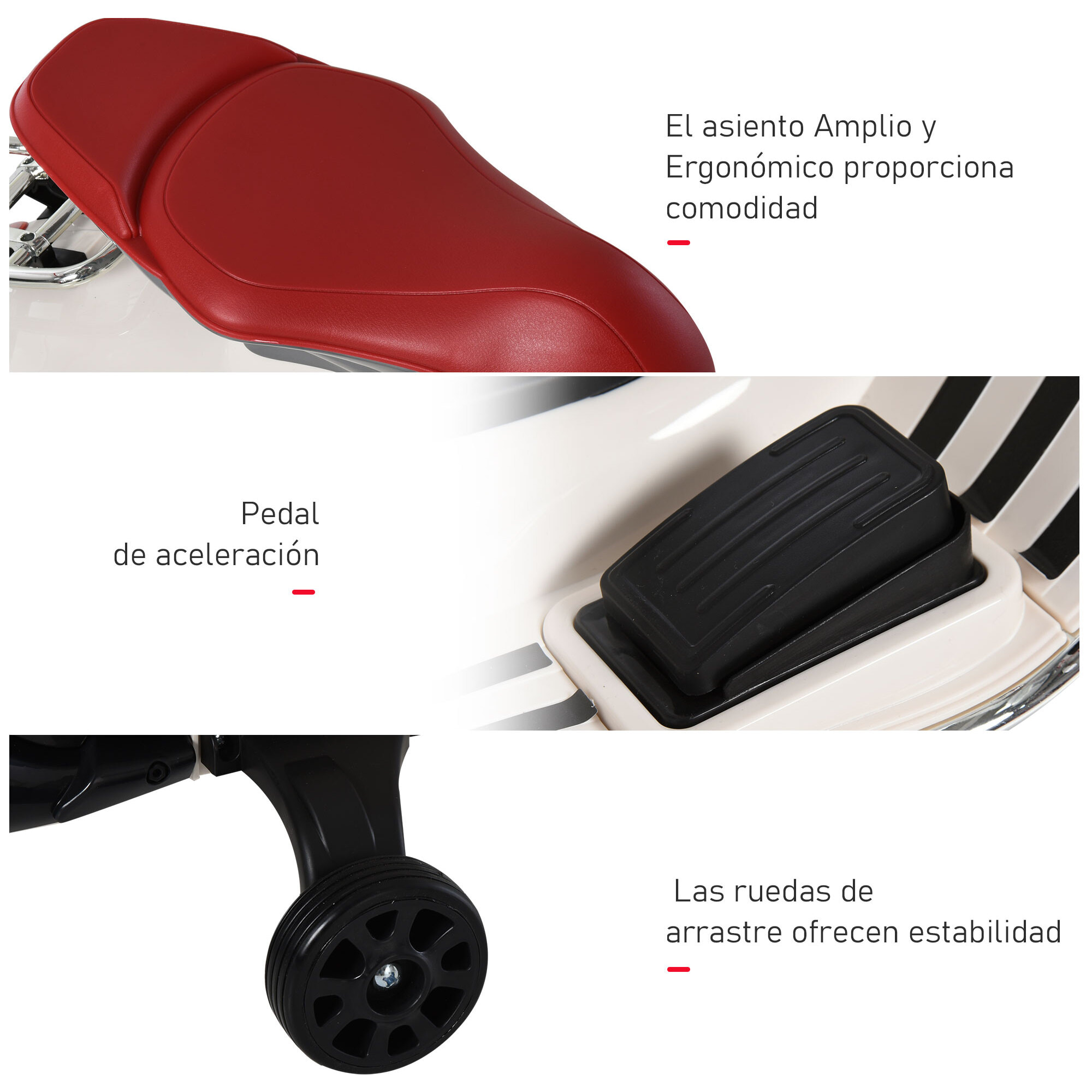 Moto Eléctrica con Faros Música 2 Ruedas Auxiliares Blanco