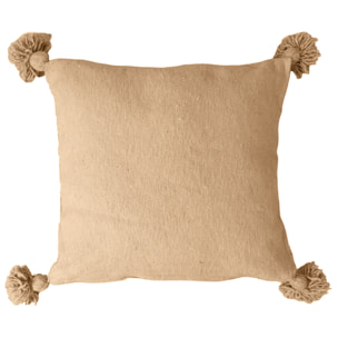 Housse de coussin en laine à pompons - Beige