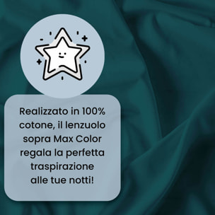 LENZUOLO SOPRA MAX COLOR, 100% Cotone, Tinta Unita, Made in Italy - VERDE PETROLIO