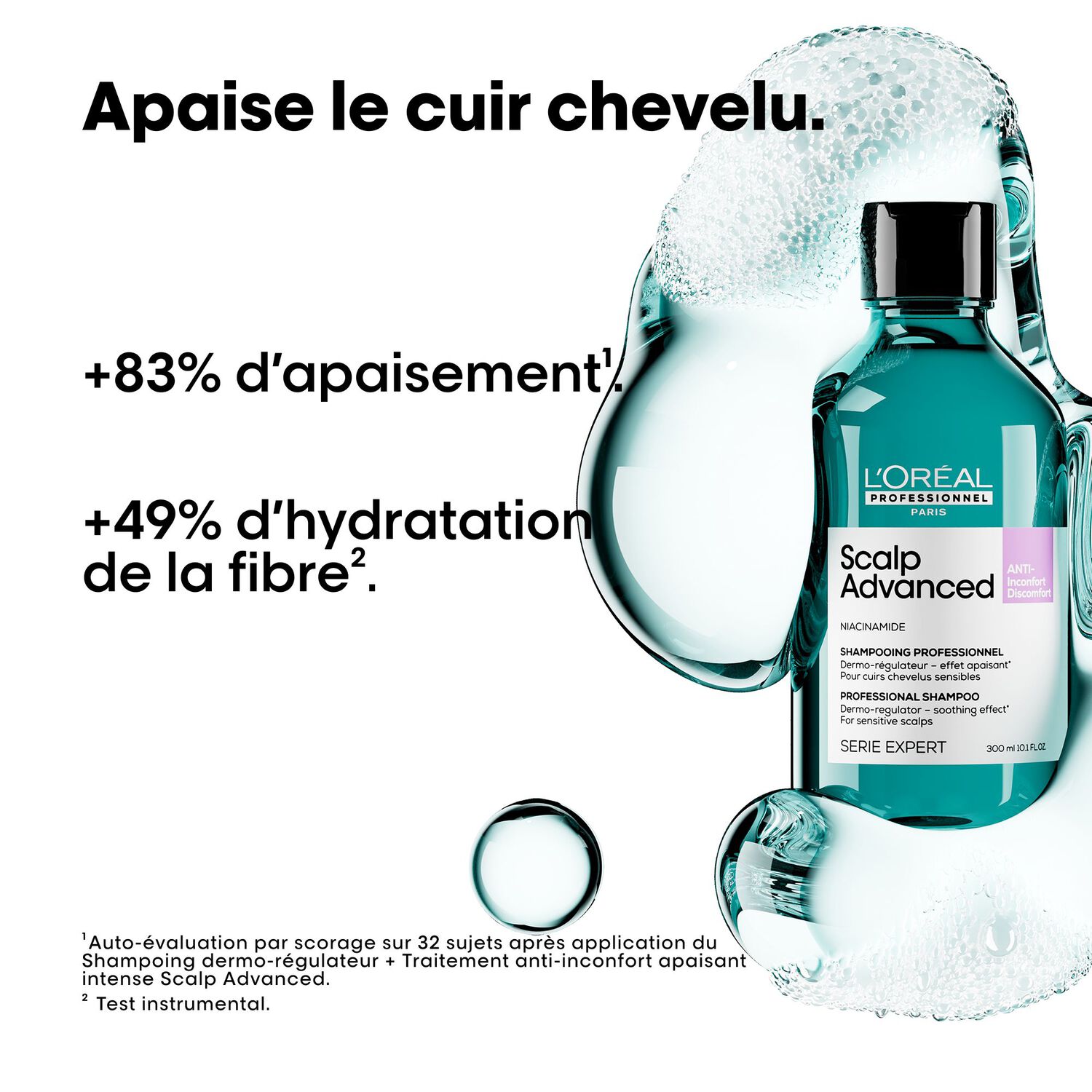 Série Expert Scalp Advanced Anti-Inconfort - Shampooing Dermo-Regulateur Effet Apaisant - Cuirs Chevelus Sensibles 300 ml