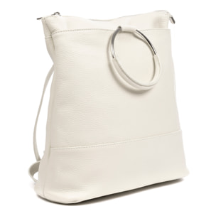Arzago bolso mochila de piel auténtica Dollaro, con asa de diseño exclusivo anillo metal.