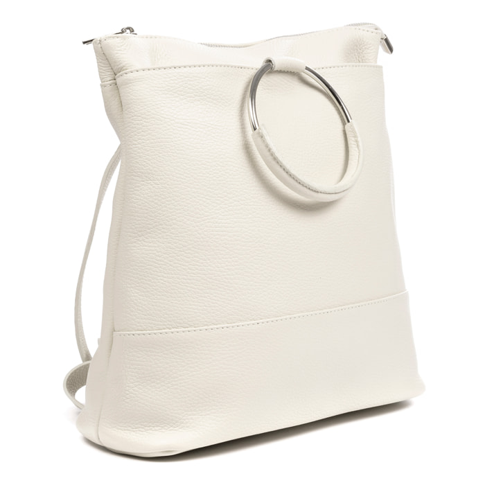 Arzago bolso mochila de piel auténtica Dollaro, con asa de diseño exclusivo anillo metal.