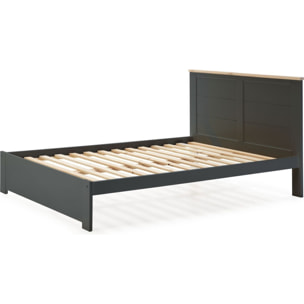 Lit adulte avec tête de lit en bois - NEVEA