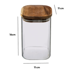 Bocal verre couvercle acacia "Hermet" 0.9L