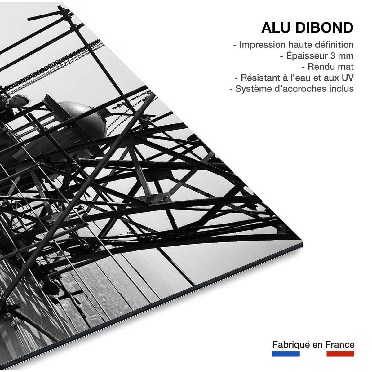 Tableau noir et blanc Antenne sur La Tour Eiffel,1950 Tableau alu Dibond