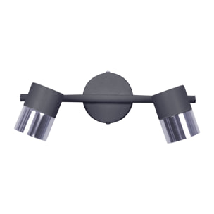 Forlight Focos Cloc Double Negro - Iluminación Moderna para el Hogar, Aluminio Resistente, Personalizable con Bombillas, Diseño Elegante y Funcional, Serie Cloc Double