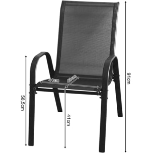Set di 2 sedie da giardino Sofia in metallo e textilene nero