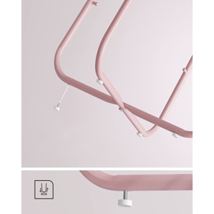 Tavolino rotondo moderno rosa pastello con cesto portaoggetti