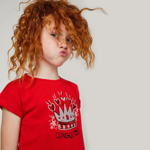 Camiseta Niña Brillante en Rojo