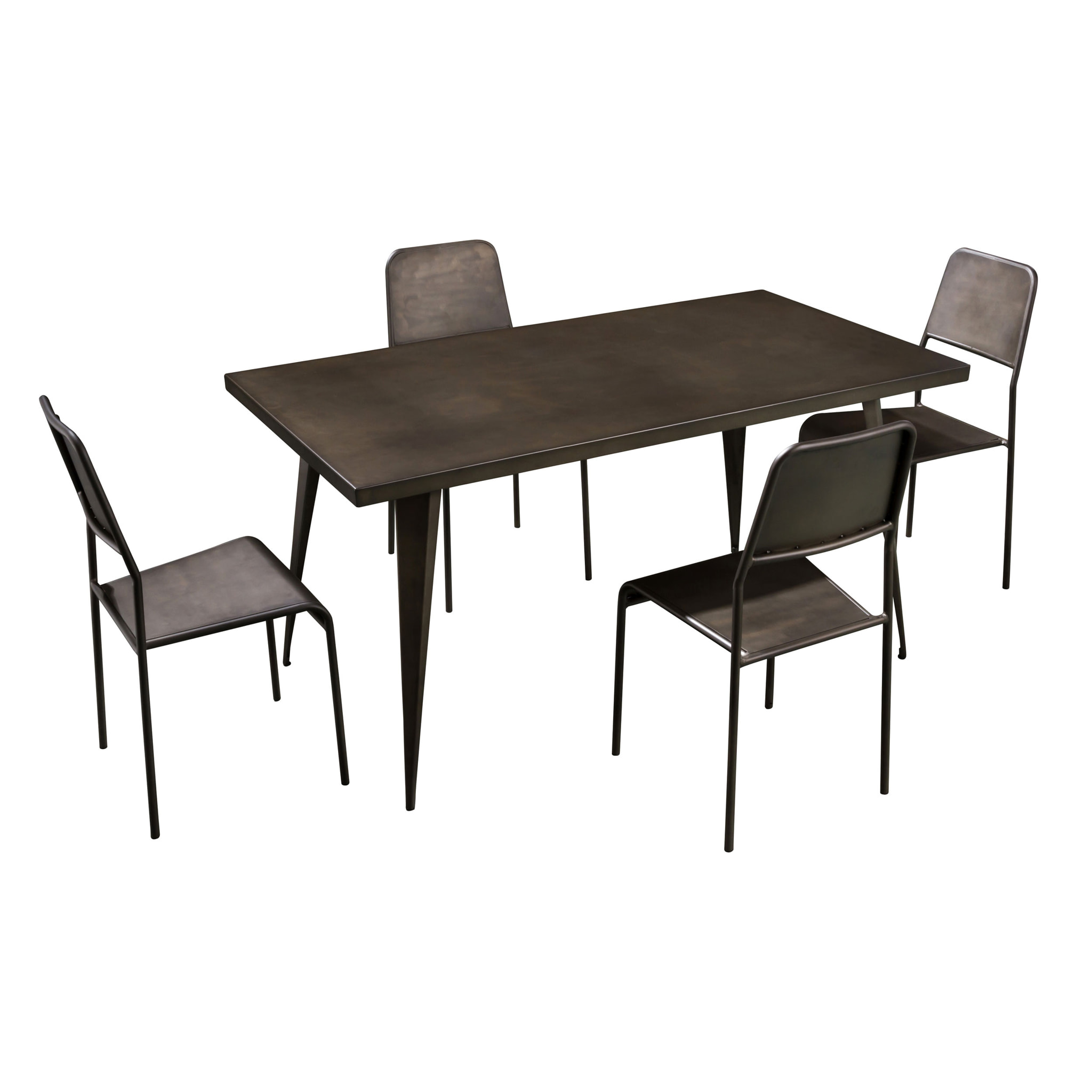 Table rectangulaire 6 personnes en métal gris 150 cm - Indus