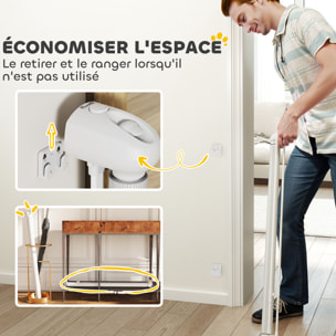 Barrière de sécurité chien rétractable 0-144 cm H.87 cm verrouillage auto alu PVC blanc