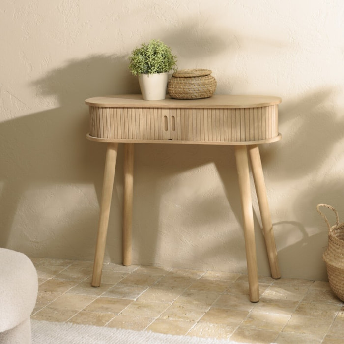 AGATHE - Console ovale 80x30cm en bois couleur naturelle