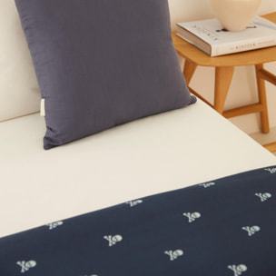 Set cama (funda nórdica 155x220cm + funda almohada 45x110cm) 100% algodón 200tc navy calaveras scalpers home