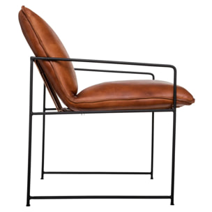 Fauteuil "Kanat" cognac - métal & cuir