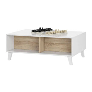 Mesa de centro elevable Zaiken Plus Blanco - Roble Canadian