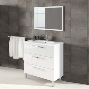 Mueble baño alise 3c 80cm color blanco brillo con espejo, sin lavabo